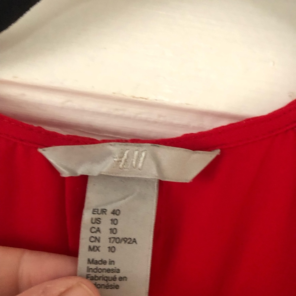 Red H&M Flutter Sleeve Top - image 3